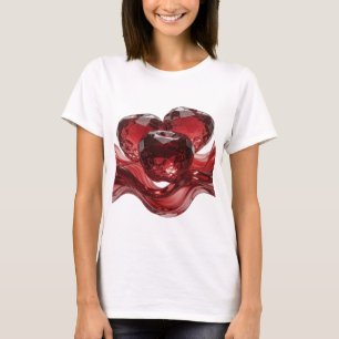 Camiseta Ícone Prata TRÊS CORAÇÕES DE VIDRO VERMELHOS
