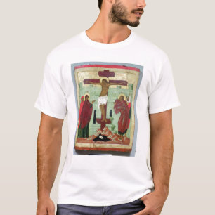 Camiseta Ícone que descreve a crucificação com o Virgin