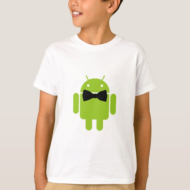 Camiseta Ícone Robot Android de Gravação de Arco Formal (Frente)