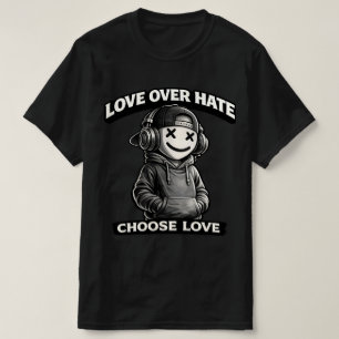Camiseta Ícone Urbano Amor Sobre Ódio Sorriso Olhos X Urban