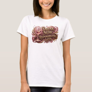 Camiseta Ícone Vermelho BEBER AGORA RESPONSABILIDADES DEPOI