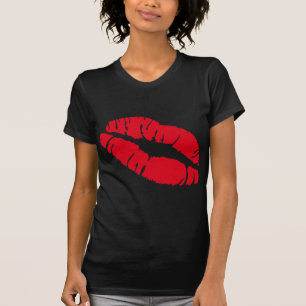 Camiseta ícone vermelho dos lábios do beijo