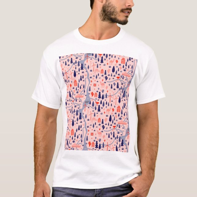 Camiseta Ícones australianos, padrão decorativo perfeito. (Frente)