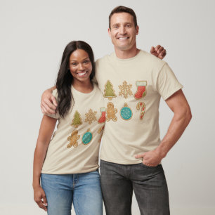 Camiseta Ícones Caprichosos de Biscoitos de Natal 
