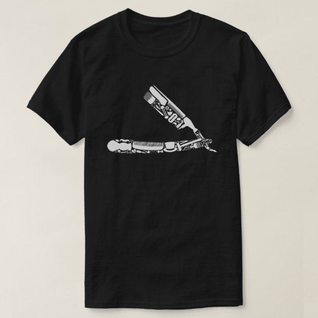 Camiseta ícones da lâmina do barbeiro (Frente do Design)