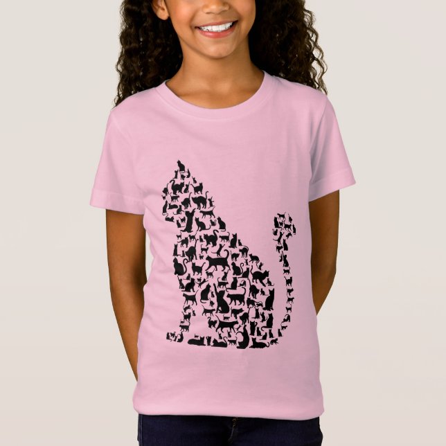 Camiseta Ícones de Cat Ilustração Design preto e branco T-S (Frente)