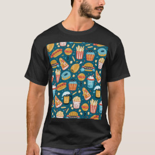 Camiseta Ícones de Comida Rápida: Portas de Vintage