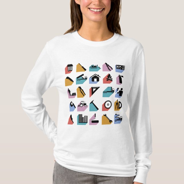 Camiseta Ícones de Construção e Melhoria de Casa DIY (Frente)