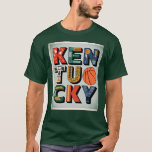 Camiseta Ícones de Kentucky Tipografia Arte Símbolos do Est