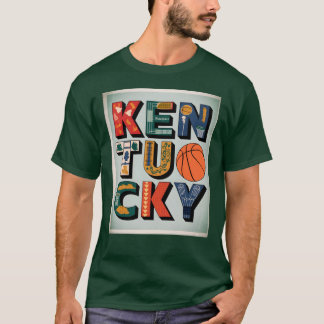 Camiseta Ícones de Kentucky Tipografia Arte Símbolos do Est