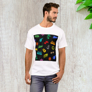 Camiseta Ícones de Viagem de Padrão de Férias de Cruzeiro