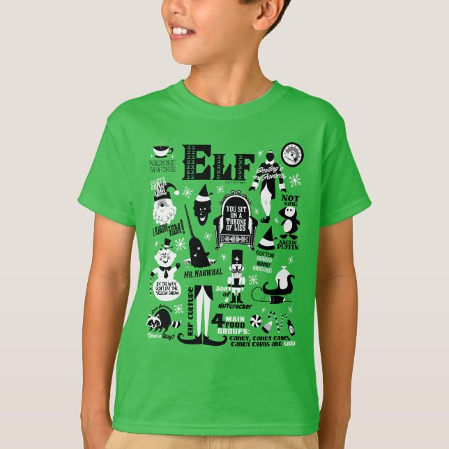 Camiseta Ícones do Elf e citações de filmes (Frente)
