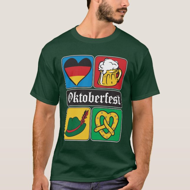 Camiseta Ícones do Oktoberfest em alemão (Frente)
