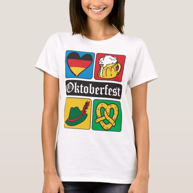 Camiseta Ícones do Oktoberfest em alemão (Frente)