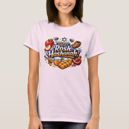 Camiseta 🍯 🍎🐟 Ícones Felizes de Rosh Hashaná