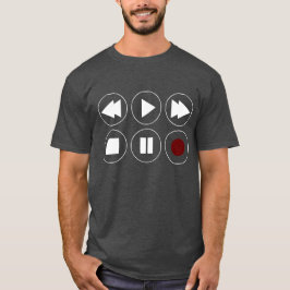 Camiseta Ícones técnicos do Fast Foward Rewind Play em bran