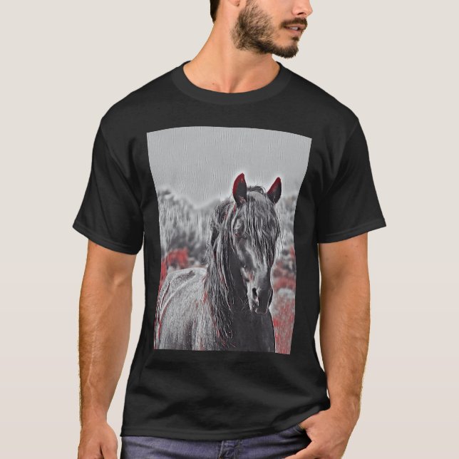 Camiseta 🐴 Iconic Equus Blue Roan Stallion Horse 🌌 (Frente)