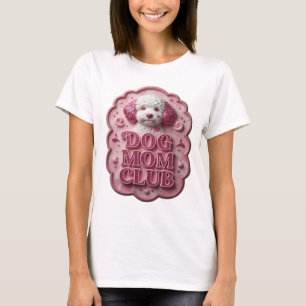 Camiseta Icônica Rosa com Slogan DOG MOM CLUB