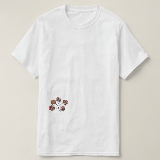 Camiseta ICRed – Flores da frente e de trás (Frente do Design)