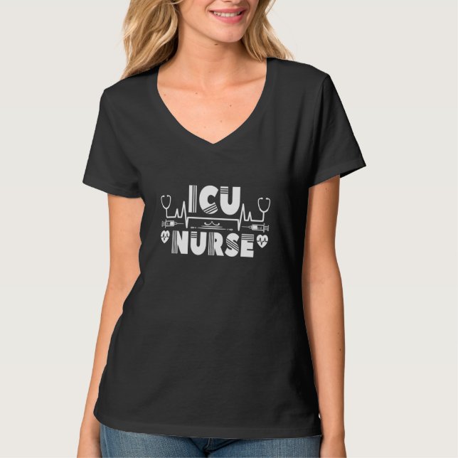 Camiseta Icu Nurse Hospital Intensive Care Ice Nursing (Frente)