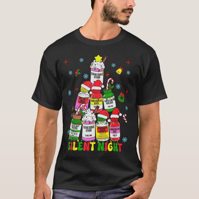 Camiseta Icu Nurse Silent Night Profol Christmas Tree Merry (Frente)