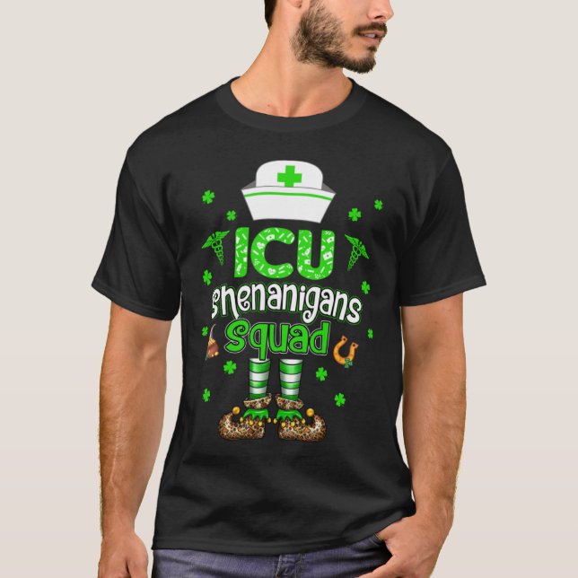Camiseta ICU Shenanigans Squad Family Group Nurse St Patric (Frente)