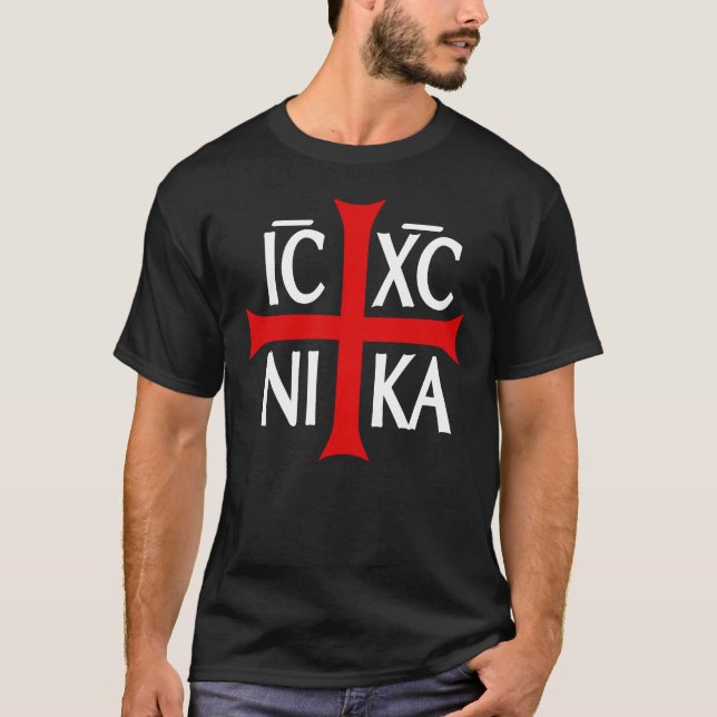 Camiseta ICXC NIKA, Conquistas do Cristo de Jesus. (Frente)