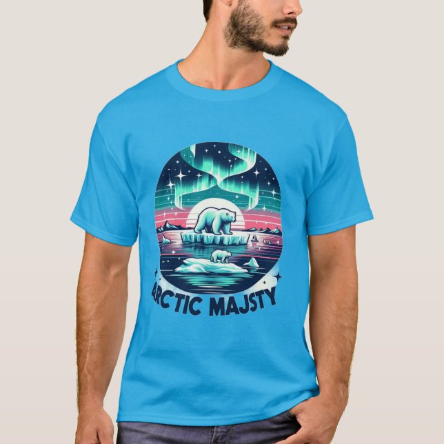 Camiseta Icy Blue Retro Polar Bear, Majestade (Frente)
