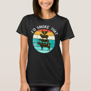 Camiseta Id Fumar O Barbecue De Pai De Fumante Retro Grieli