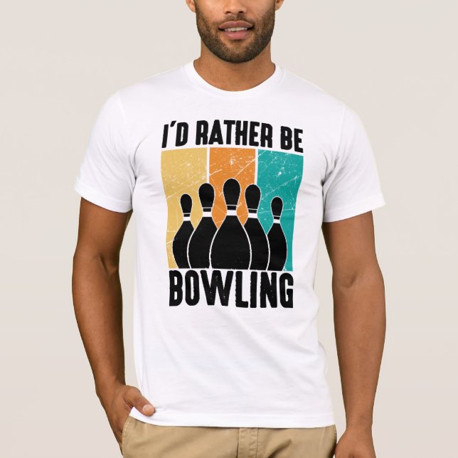 Camiseta "I'd Rather Be Bowling" Retro Sunset (Frente)