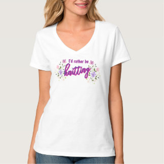 Camiseta I'd rather be knitting floral t-shirt