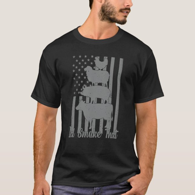 Camiseta Id Smoke That Grilling I'd Smoke That US Flag 4th  (Frente)