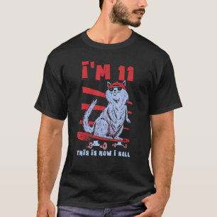 Camiseta Idade 11 Ano Nascimento Rua Gato Patinação Patins