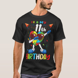 Camiseta Idade 11 Anos de Nascimento Coração Puzzle Autismo