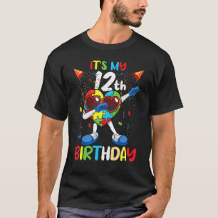 Camiseta Idade 12 Anos de Nascimento Dab Coração Puzzle Aut