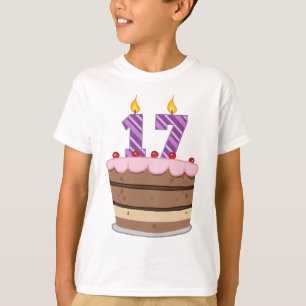 Camiseta Idade 17 no bolo de aniversário