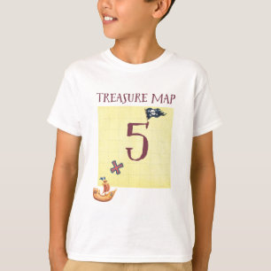 Camiseta Idade 5 do mapa do tesouro do pirata
