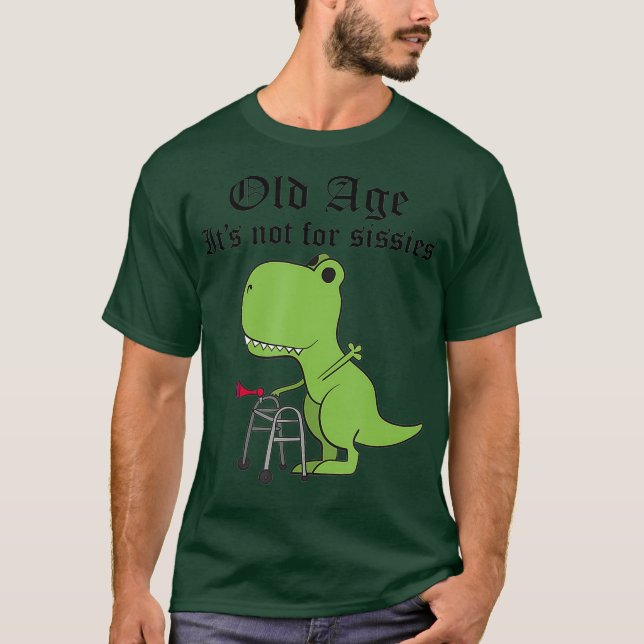 Camiseta Idade Antiga Não Para Idiotas Dinossauro Geriátric (Frente)