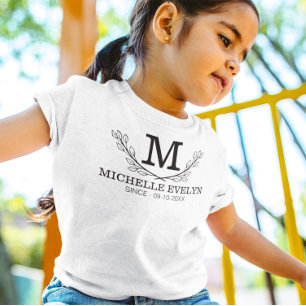 Camiseta Idade do Monograma Personalizada de Nomes Pretos e