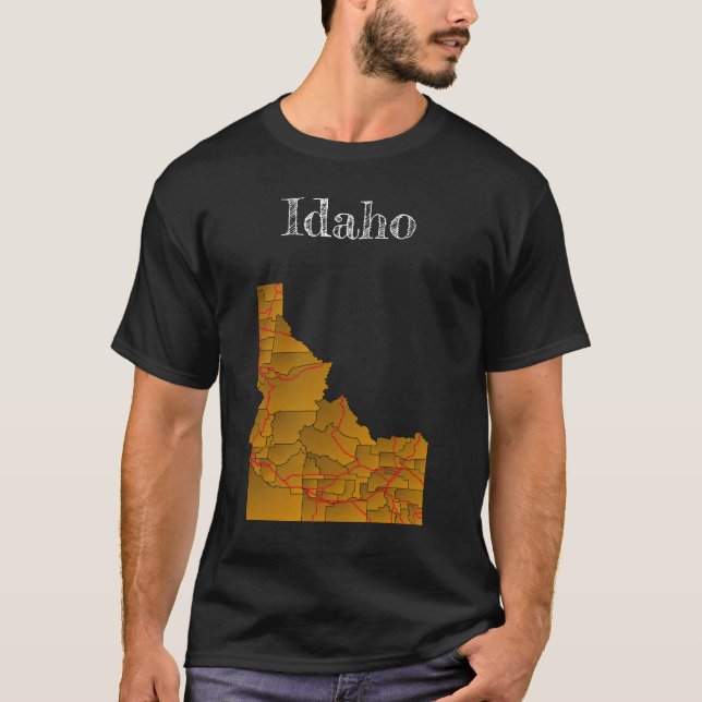 Camiseta Idaho Condados & Estradas T-Shirt (Frente)