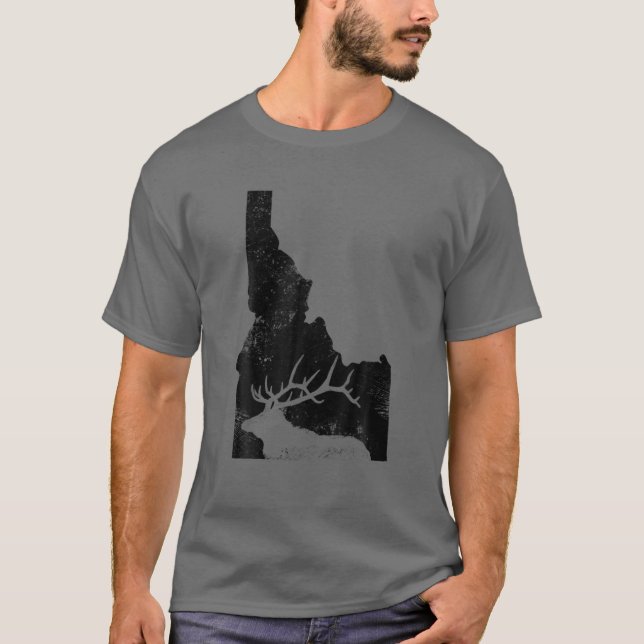 Camiseta Idaho Elk Caça Funny USA State ID Hunter Gift M (Frente)