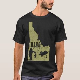 Camiseta Idaho Fly Fishing mapa vintage do Estado Truta Sal