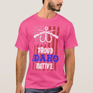Camiseta Idaho Nativo De Pesca Rod Caça Rifle American Fl