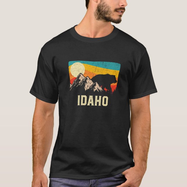 Camiseta Idaho Nature Wild Bear Retro Sunset Hiking (Frente)