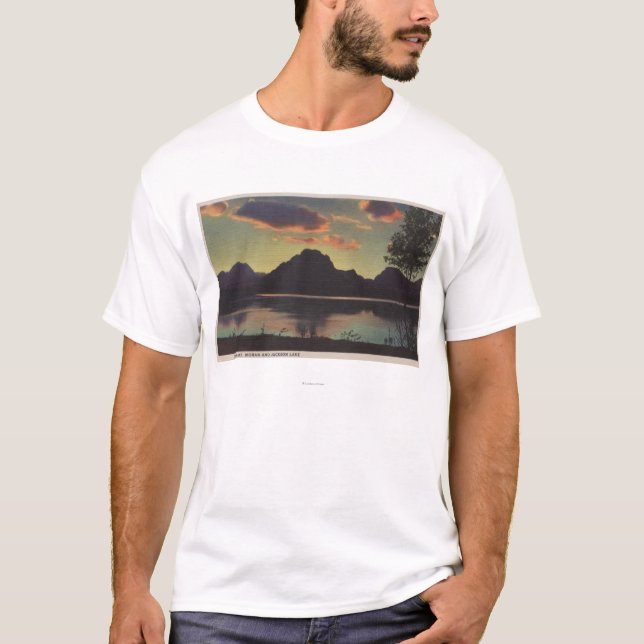 Camiseta Idaho - opinião do crepúsculo de Mt. Moran & lago (Frente)