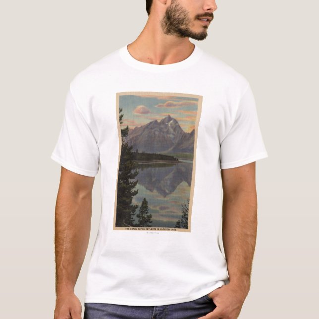 Camiseta Idaho - reflexão grande de Teton no lago Jackson (Frente)