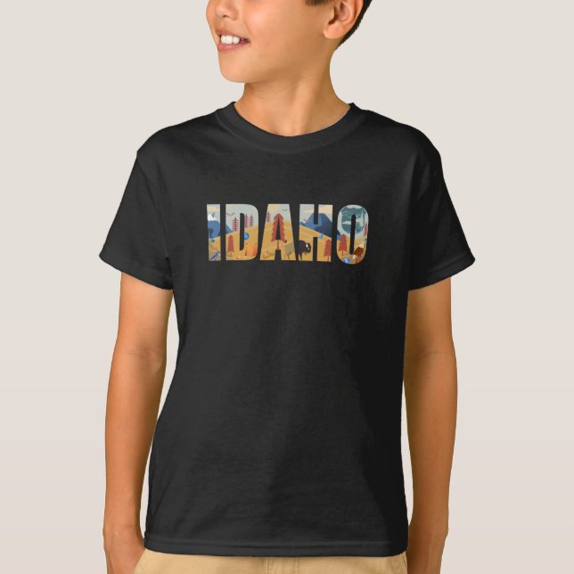 Camiseta IDAHO Themed Beautiful Design com Símbolos de Esta (Frente)