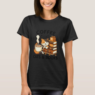 Camiseta Idéia Aconchegante para Amantes de Café Gatos Fofo