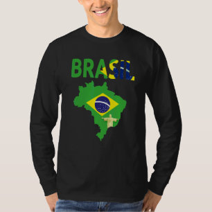 Camiseta Ideia da Bandeira Brasileira Para Homens & Mapa do
