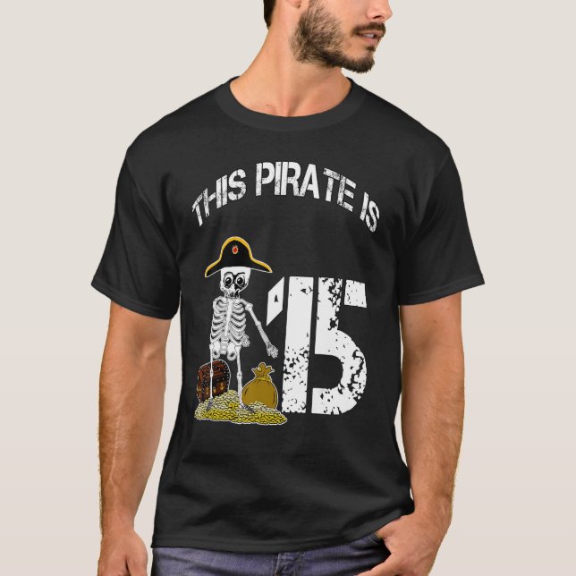 Camiseta Ideia de aniversário para pirata de esqueleto para (Frente)
